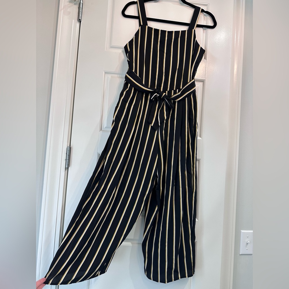 Striped Black, gold, and Cream Jumpsuit